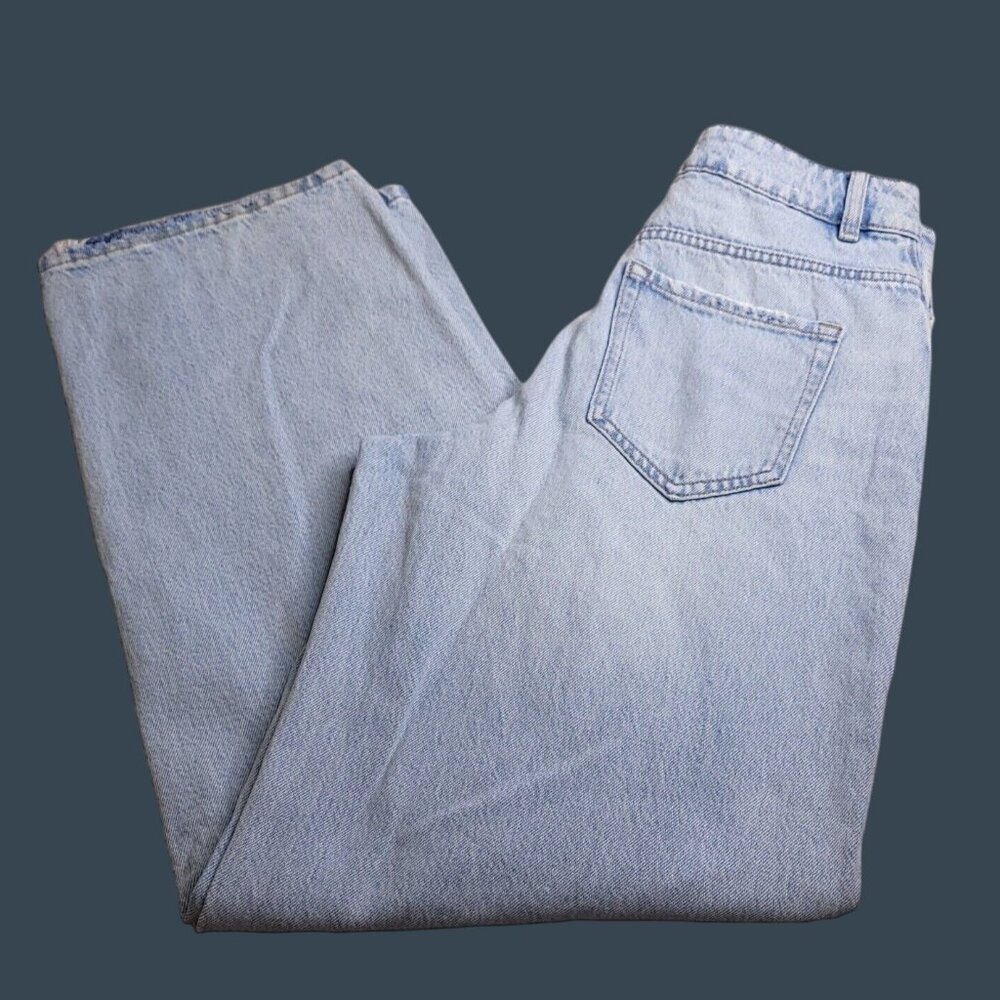 Garage Denim Womens Wide Leg Jeans 5 Light Wash Distressed Organic Cotton Holes